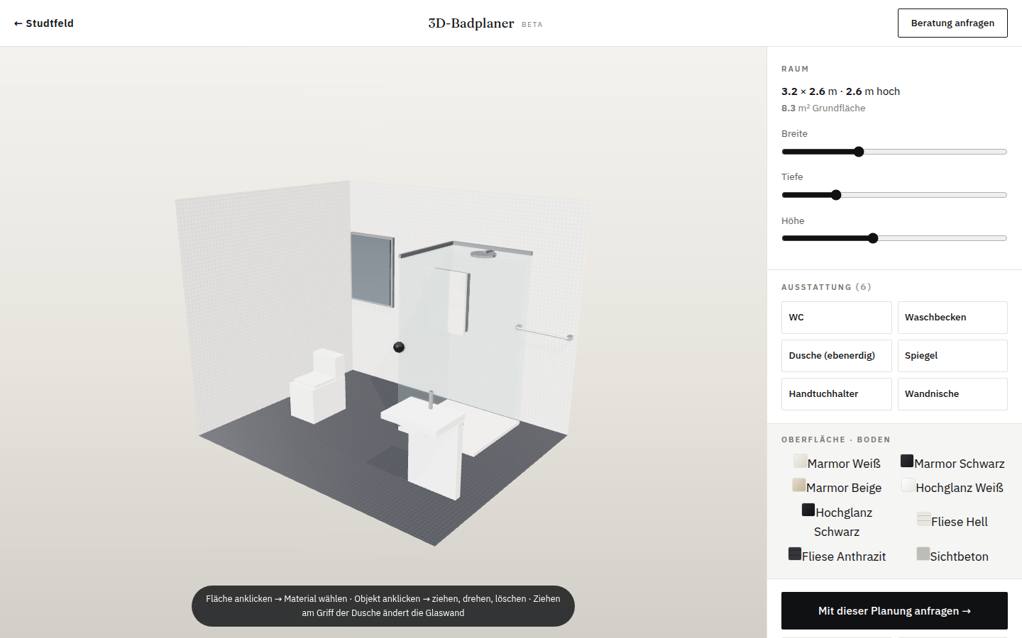 Vorschau des 3D-Badplaners von Studtfeld